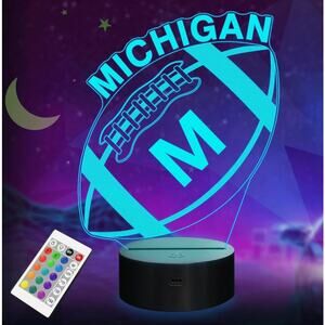 3D Illusion Lamp Michigan Football Night Light, New in Box